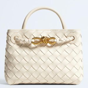 Bottega Veneta Andiamo Mini Bag in Sea Salt Intrecciato Lambskin
