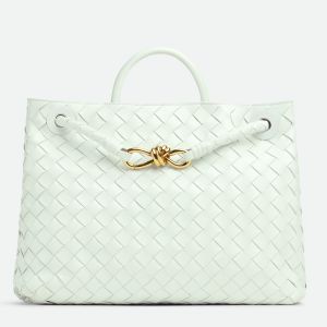 Bottega Veneta Andiamo Medium Bag in Glacier Intrecciato Lambskin