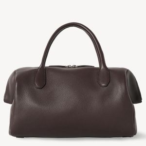 The Row Faye Bowling Bag in Dark Brown Calfskin