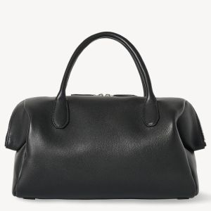 The Row Faye Bowling Bag in Black Calfskin