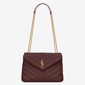 Saint Laurent LouLou Small Chain Bag in Burgundy Quilted Calfskin