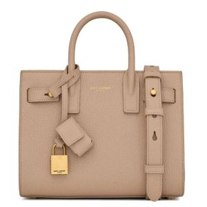 Saint Laurent Supple Sac De Jour Nano Bag in Beige Grained Leather