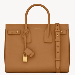 Saint Laurent Supple Sac De Jour Small Bag in Cinnamon Grained Leather